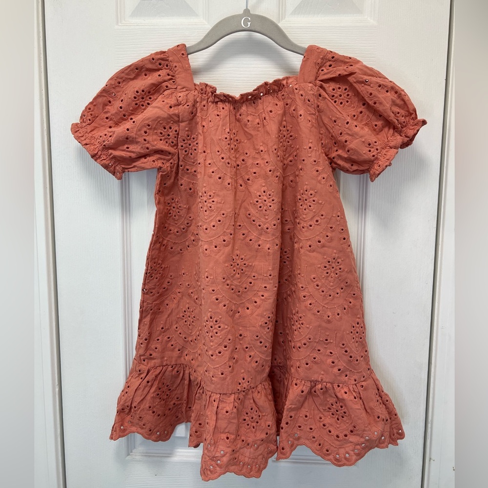 NWT Janie & Jack girls size 6 terracotta eyelet ruffled dress